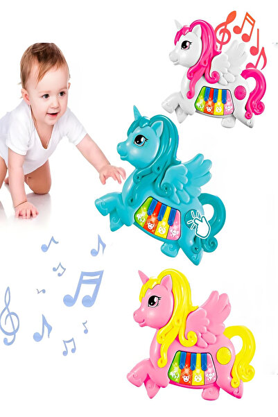 Hyd Unicorn Müzikli Sesli Işıklı Oyuncak Piyano 18 Cm