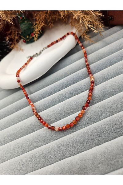 AURA Natural Stone Necklace - Carnelian Agate Stone