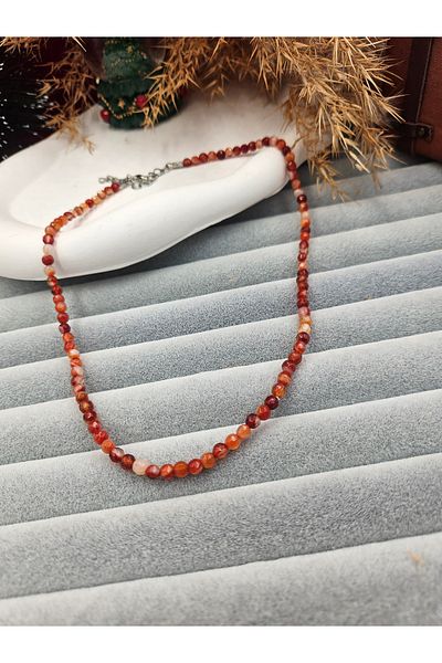 AURA Natural Stone Necklace - Carnelian Agate Stone