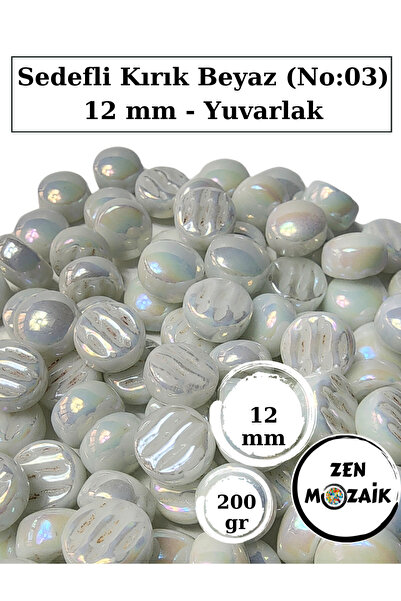 Zen Mozaik Sanatsal Mozaik Çalışmalarınız için 12 x12 mm - Sedefli Yuvarlak C...