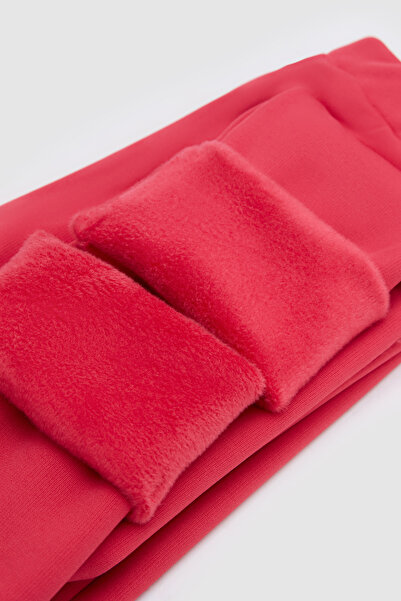 LOVETTI Κολάν για κορίτσια σε σκούρο φούξια χρώμα με κέντημα με επένδυση fleece αυτιά κουνελιού (Νόβα)