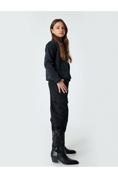 Koton Cotton Jogger Jeans - Cargo Pocket and Button Detail