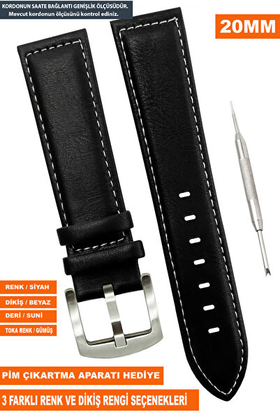 COBRA 20mm Fossil-Welder-Casio-Seiko-Omega-Armani Saat Uyumlu Deri Saat Kordo...