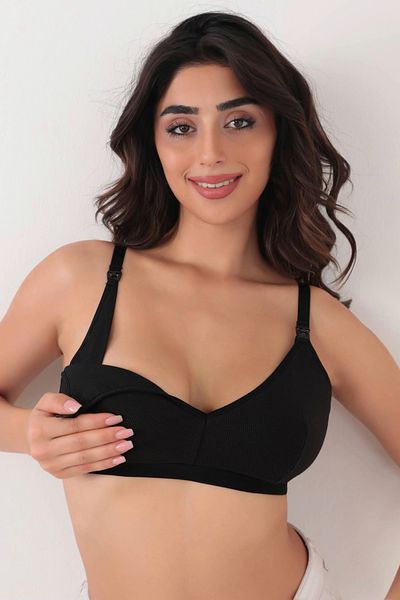 Brandpanty Черен памучен сутиен за кърмене без банели - Holly 5631086
