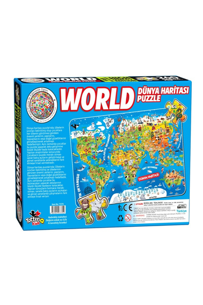 TOTTERİQ 260 Parça Dünya Haritası Puzzle eğitici yapboz