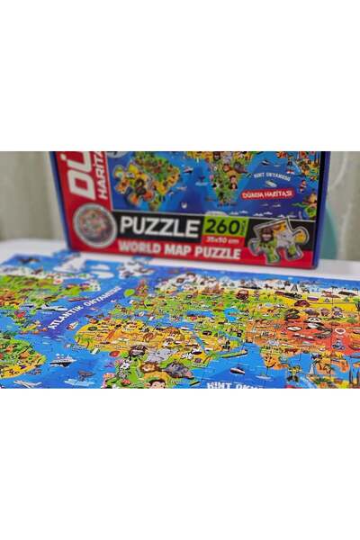 TOTTERİQ 260 Parça Dünya Haritası Puzzle eğitici yapboz