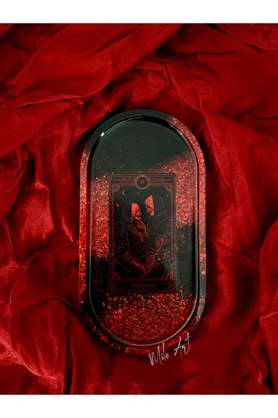 Milo Art The Lovers Aşıklar Tarot Kartı Temalı Glitterlı Epoksi Takı Tabağı M...