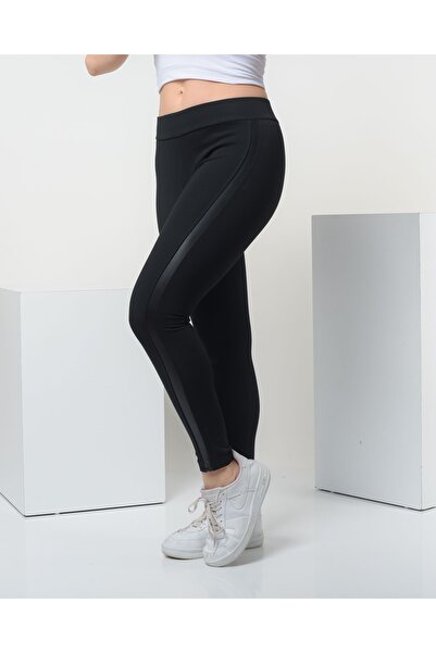 UNIQUE LADY Women's Leather Striped Black Steel Knitted Leggings