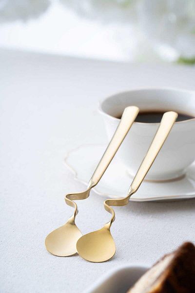 ACAR 7694 Karat Moon - Set of 2 Honey Spoons Gold