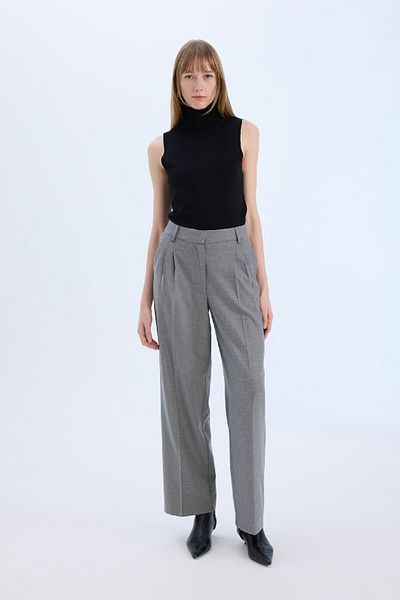 DeFacto High Waist Wide Leg Collet Flannel Trousers - E6115Ax24Wn