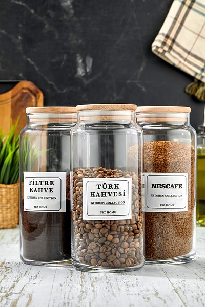 FBZhome 3Pcs 1300ml Wooden Lid Vacuum Coffee Nescafe Storage Container Glass Jar
