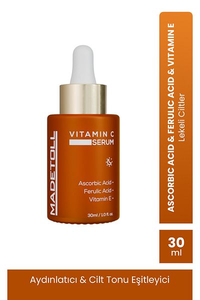 Madetoll Vitamin C Serum 30ml - Brightening and Skin Tone Equalizer, Ascorbic Acid Ferulic Acid Vitamin E