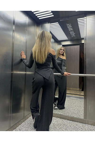 Ekim Store Uzun Kol Büzgülü Bluz Pantolon Takım