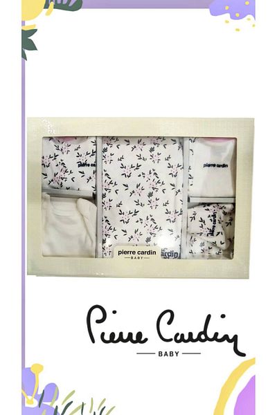 Pierre Cardin طقم مكون من 10 قطع مطرزة، طقم خروج من المستشفى للفتيات الصغيرات، طقم هدايا قطني للأطفال حديثي الولادة