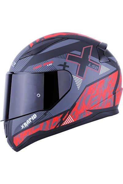 LS2 Rapıd 2 Xtreet Mat Siyah-Kırmızı Kask Siyah Cam