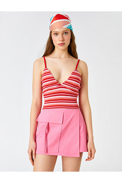 Koton Εσωρούχο με σχέδιο Crop με λουράκι γιακά Degaje Sweetheart