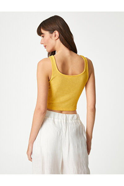 Koton Crop Athlete U Neck Button Detailed