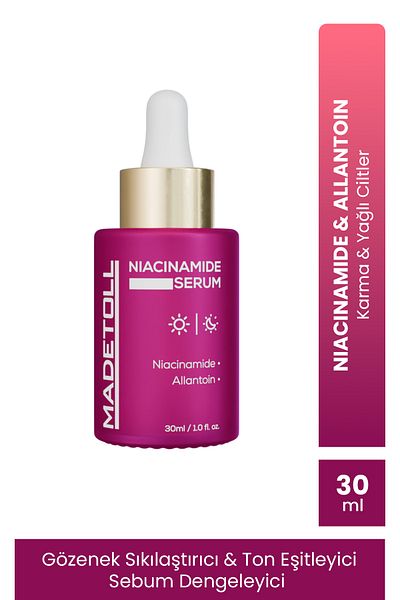 Madetoll 30 ml Niacinamide Serum - Pore Firming, Sebum Balancing, Vitamin B3 and Allantoin