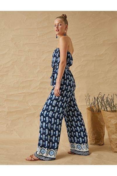Koton Nyomtatott öves vállnélküli Jumpsuit