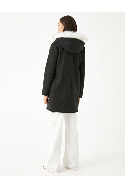 Koton Γυναικείο Παλτό Ανθρακί 3WAK00190EW