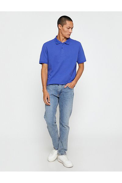 Koton Základní triko Polo Neck Buttoned Slim Fit