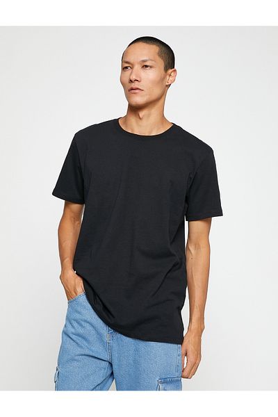 Koton Základní tričko Slim Fit Crew Neck Krátký rukáv Bavlna