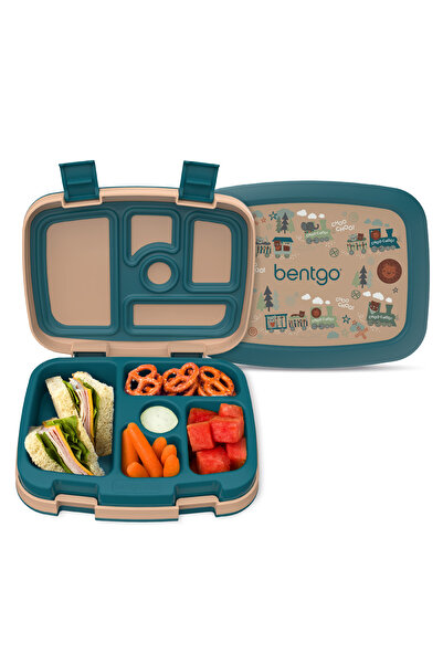 Bentgo مطبوعات أطفال على شكل قطارات صندوق غداء مكونة من 5 أقسام