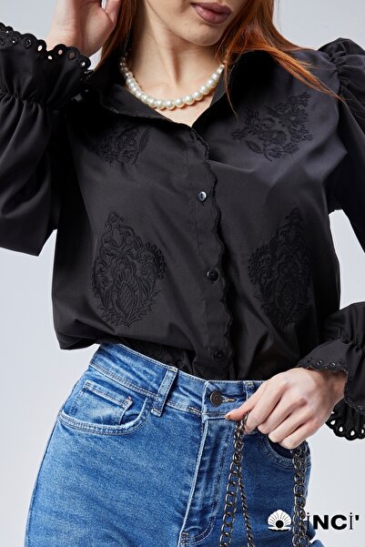 hudors Bílá vintage dámská košile - vroubkovaný detail