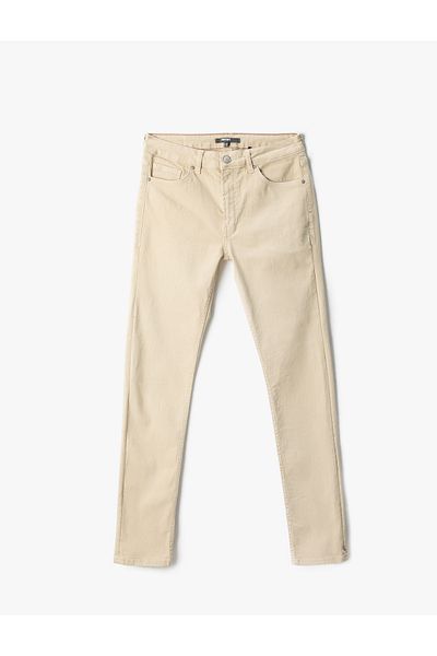 Koton Základní kalhoty Gabardine s 5 kapsami podrobně na knoflík