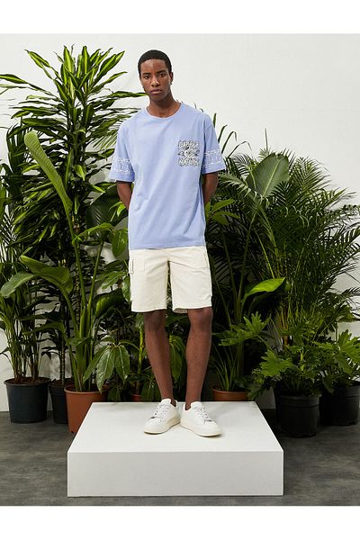 Koton Oversize T-Shirt Crew Neck Graffiti Printed Short Sleeve