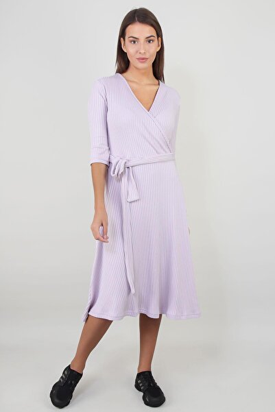 ALEXANDERGARDI Kemerli Kruvaze Yaka Elbise (B21-701701)