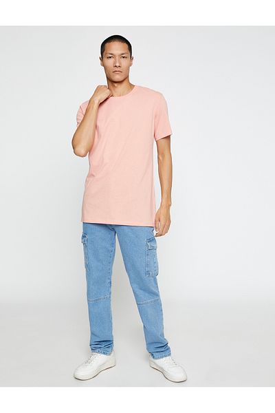 Koton Basic-T-Shirt, schmale Passform, Rundhalsausschnitt, kurze Ärmel, Baumwolle
