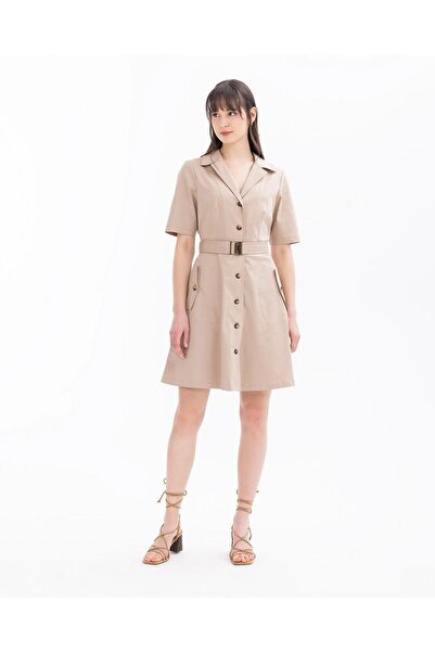 SEÇİL Seçil Мінімалістична сукня з поясом, короткими рукавами та довжиною до коліна для щоденного носіння