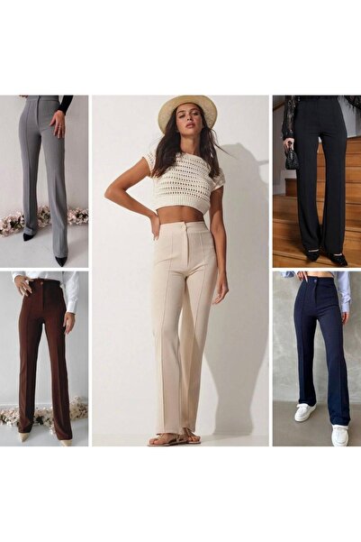 Butik SİYAH KREP KUMAŞ ÇIMALI LİKRALI PALAZZO PANTOLON