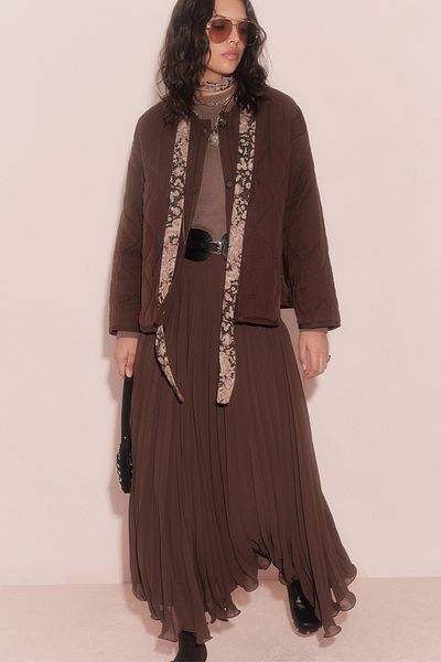 Manuka Brown Pleated Skirt