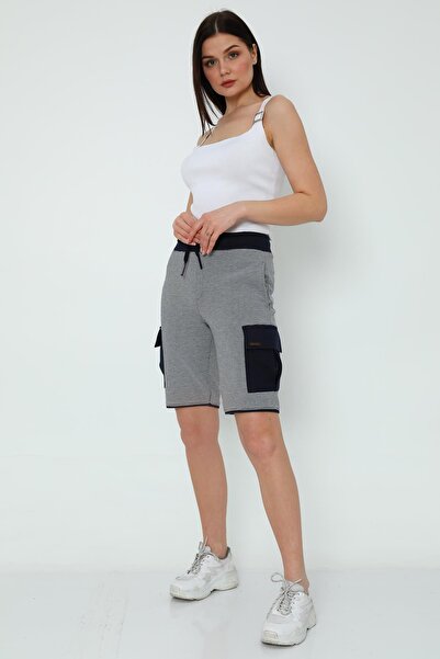ALEXANDERGARDI Kadın Çizgili Kargo Cepli Bermuda Şort (UNIX-65010)