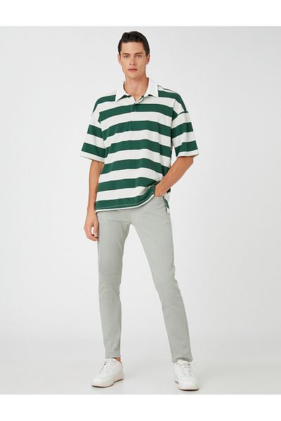 Koton Basic-Gabardine-Hose mit 5 Taschen und Knopfdetail
