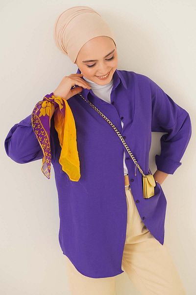 Bigdart 103901 Oversize Basic Hijab πουκάμισο - Μωβ