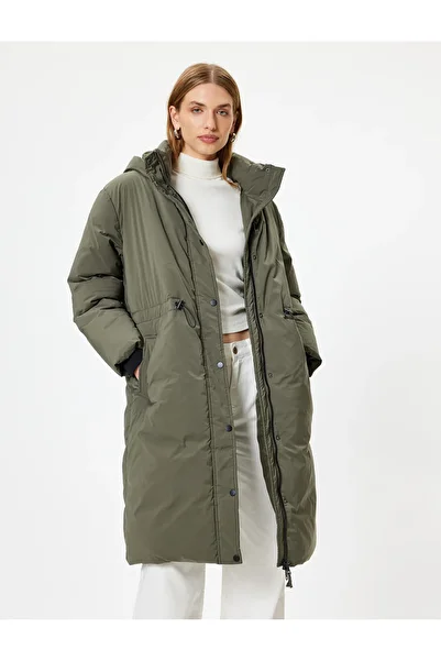 Koton Long Inflatable Coat Hooded Zippered Pocket Comfortable Fit