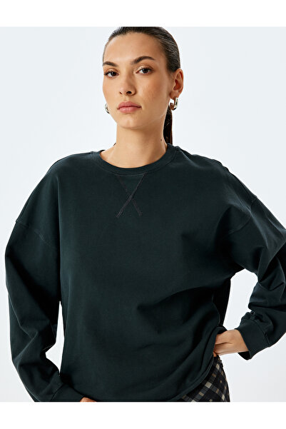 Koton Φούτερ oversized με μακρύ μανίκι από βαμβακερό λαιμόκοψη