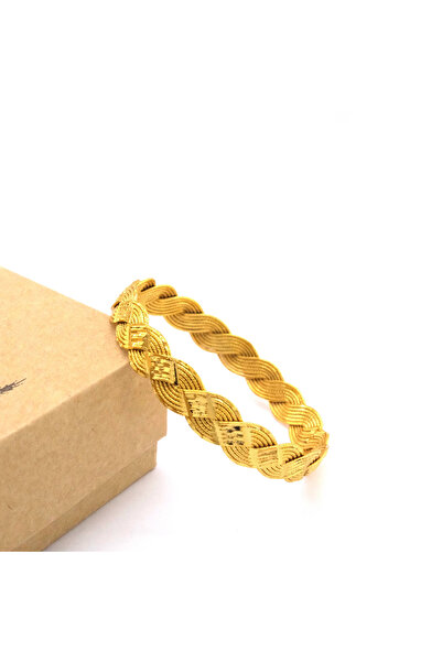 FerizZ Altın Kaplama Lazerli Örgü Model 1.2 cm Bilezik BLZ-3097