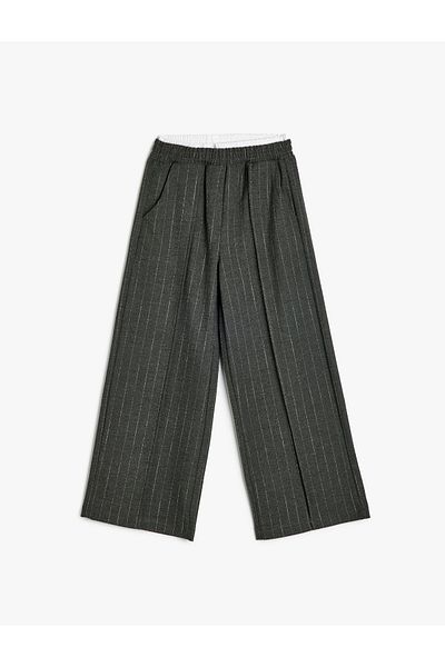 Koton Elastic Waist Striped Wide Leg Trousers