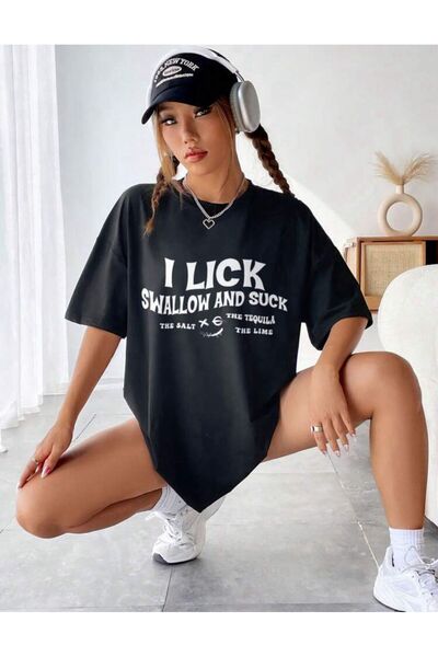 BW Bravely Wear Γυναικείο μπλουζάκι με στάμπα I LICK, από βαμβακερό ύφασμα, χ...