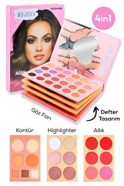 MT 4 in 1 Blush, Illuminator, Contour and Headlight Palette