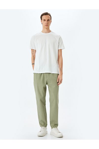 Koton Regular Waist Straight Fit Cotton Waist Lace up Trousers