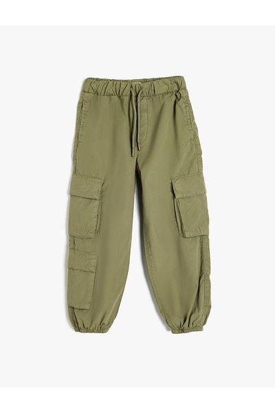 Koton Gefütterte Fallschirmhose aus Baumwolle mit Schnürung an der Taille und Pattentaschen