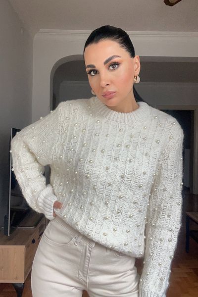 Seda Yalçın Atelier Creamy Pearl Crew Neck Premium Sweater