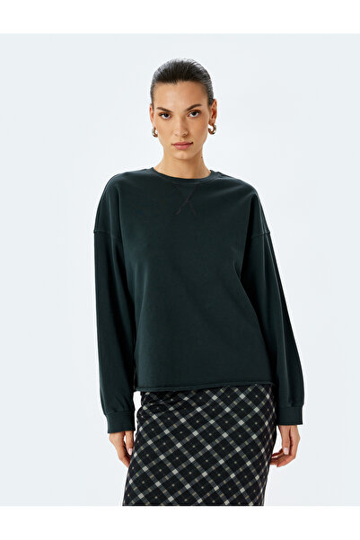 Koton Φούτερ oversized με μακρύ μανίκι από βαμβακερό λαιμόκοψη