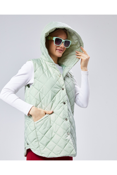 exxitcollection Γυναικείο καπιτονέ γιλέκο με κουκούλα