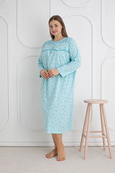 SEBOTEKS 100% Cotton Seasonal Fabric Long Sleeve Plus Size Mother's Nightgown 1525